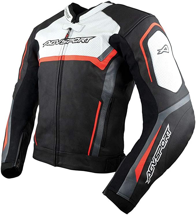 AGVSPORT Podium Men's Leather Windproof Race Moto Coat CE Armor Protective