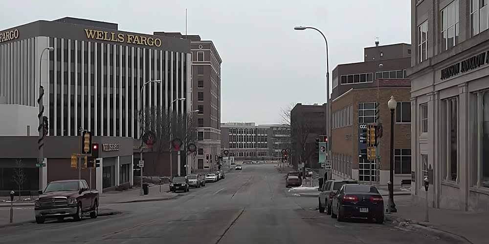 101 N Phillips Ave in Sioux Falls — A bustling thoroughfare in the heart of downtown, offering endless options for shopping, dining and entertainment for both motorists and motorcyclists.