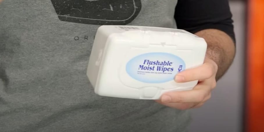 A package of flushable moist wipes.