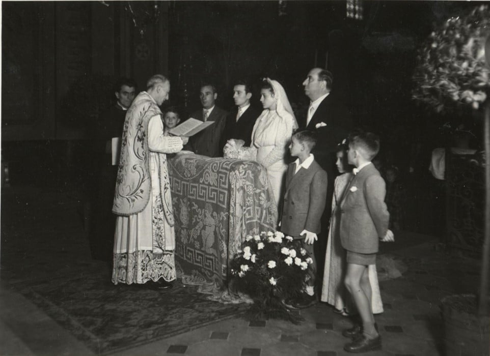Amisano Gino weds the love of his life Luciana Morando in 1947.