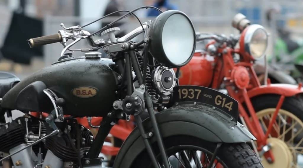 Discover the BSA G14, a deluxe heavy cruiser with a unique frame, exhibited at Shepton Mallet Bath & West Showground.