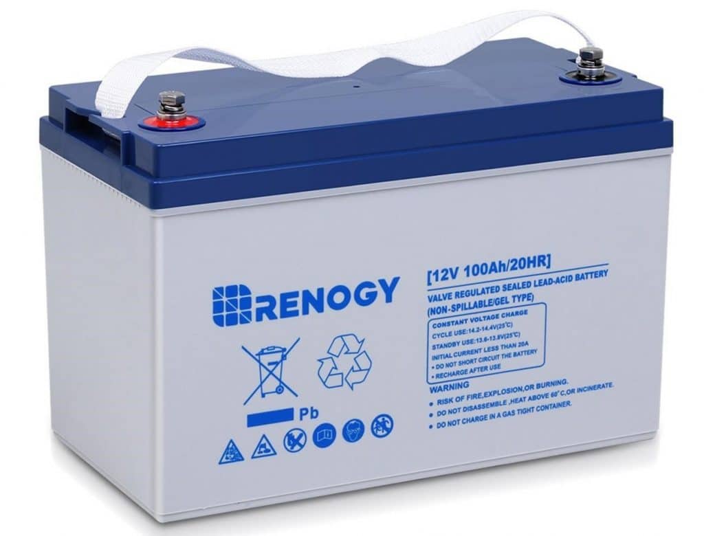 A non-spillable Gel-type lead-acid motorcycle battery from Renogy. The battery is spill and leak proof and can withstand temperature fluctuations.