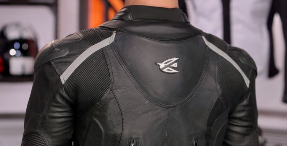 The AGVSPORT Crosswind race-fit motorcycle jacket with prominent back protector and more crumple zones to allow unrestricted movement. These jackets may feature shorter pre-curved arms for spirited sporty riding and may feel uncomfortable to wear while in the house doing chores.
