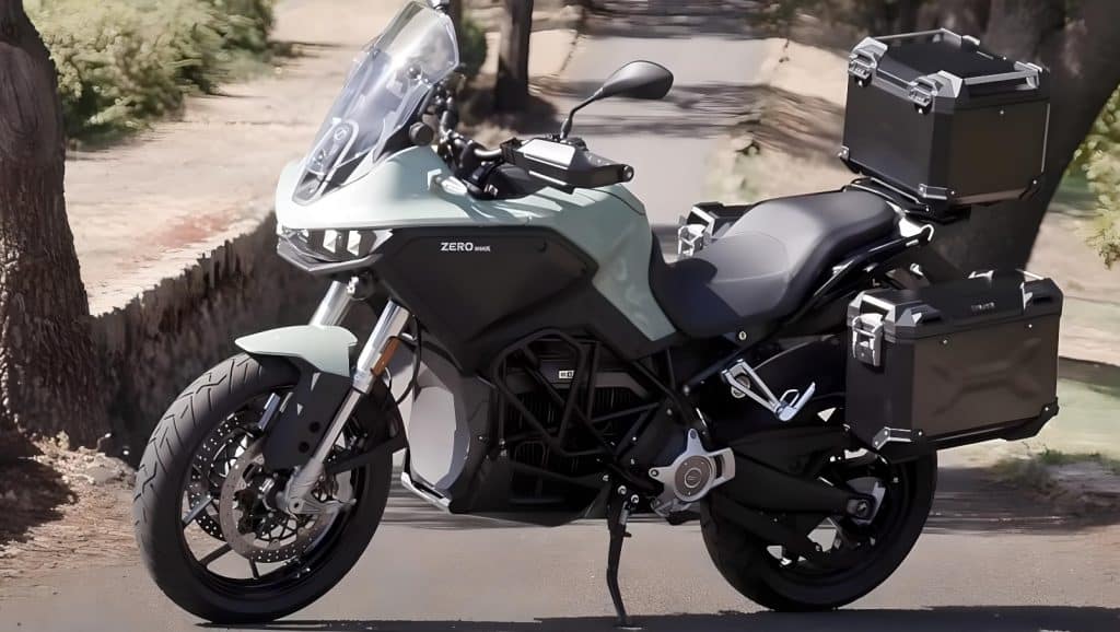 This is the Zero DSR/X, full-blown-all-electric ADV with 100 HP on tap. But even with appropriate suspension travel, wheel sizes and saddle comfort, it still has to be plugged into a wall somewhere, raising questions about its viability for long distance travel.