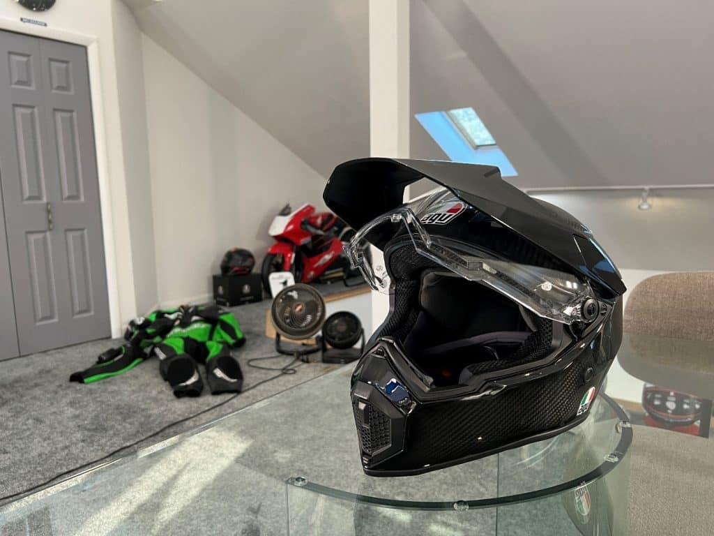 AGV AX-9 Carbon Helmet (Glossy) - I love this helmet! My Honda RS125R in the background.