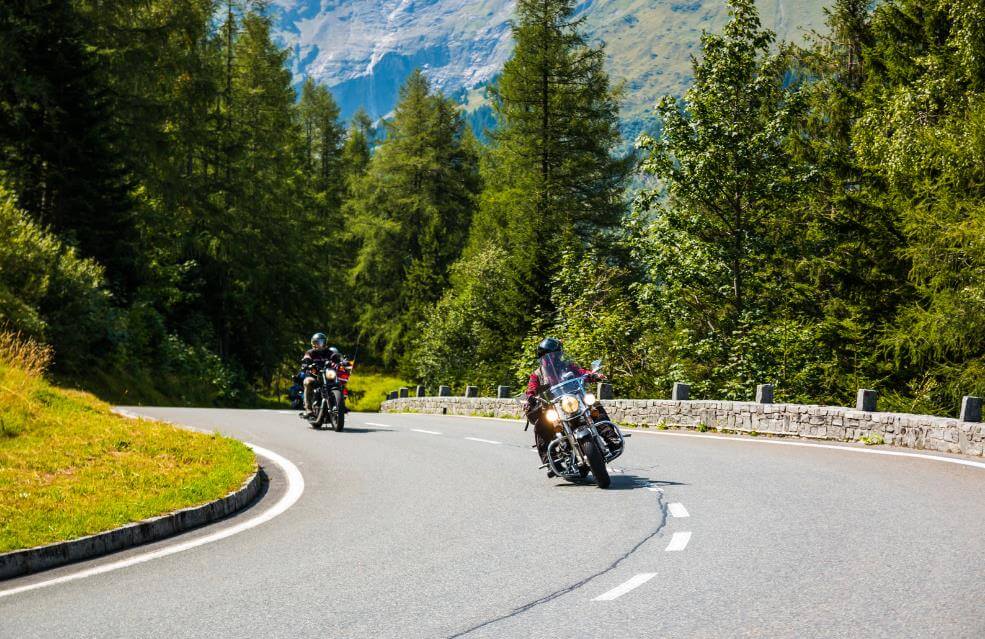 Motorcycle riders in the Alps