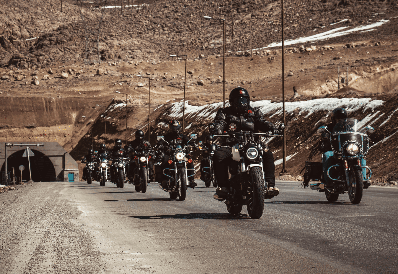 group of touring motorcycles American highway 